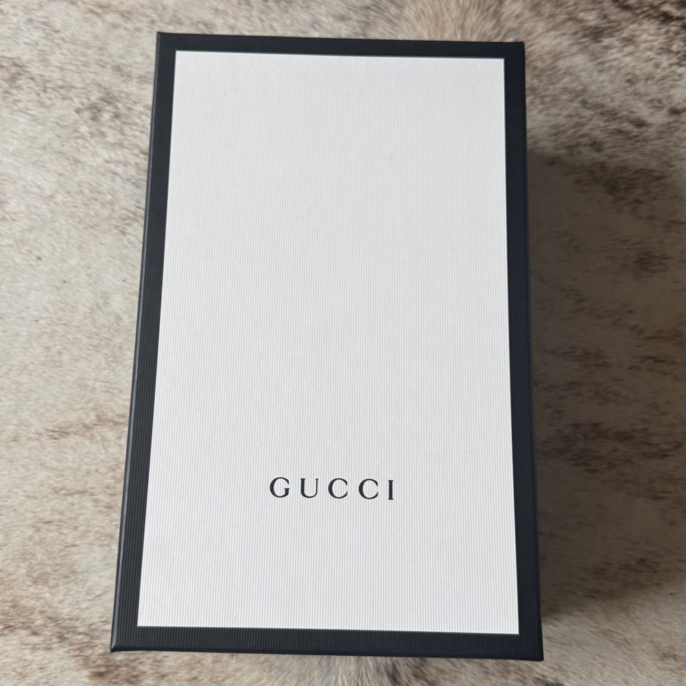 Gucci 37 7 Black Leather Gold Horsebit Mark Jane Pumps Heels Slingback with Box - Picture 15 of 16
